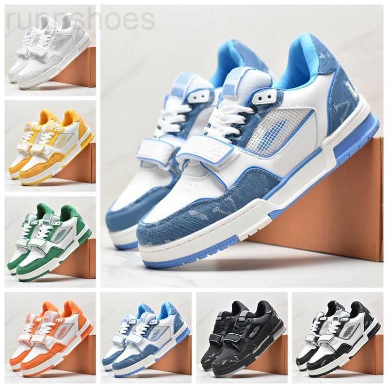 

Designer flat Virgil Trainer sneakers Casual Shoes Denim Canvas Leather Abloh White Green Red Blue Letter Overlays fashion Platform men women Low Sneakers 36-45