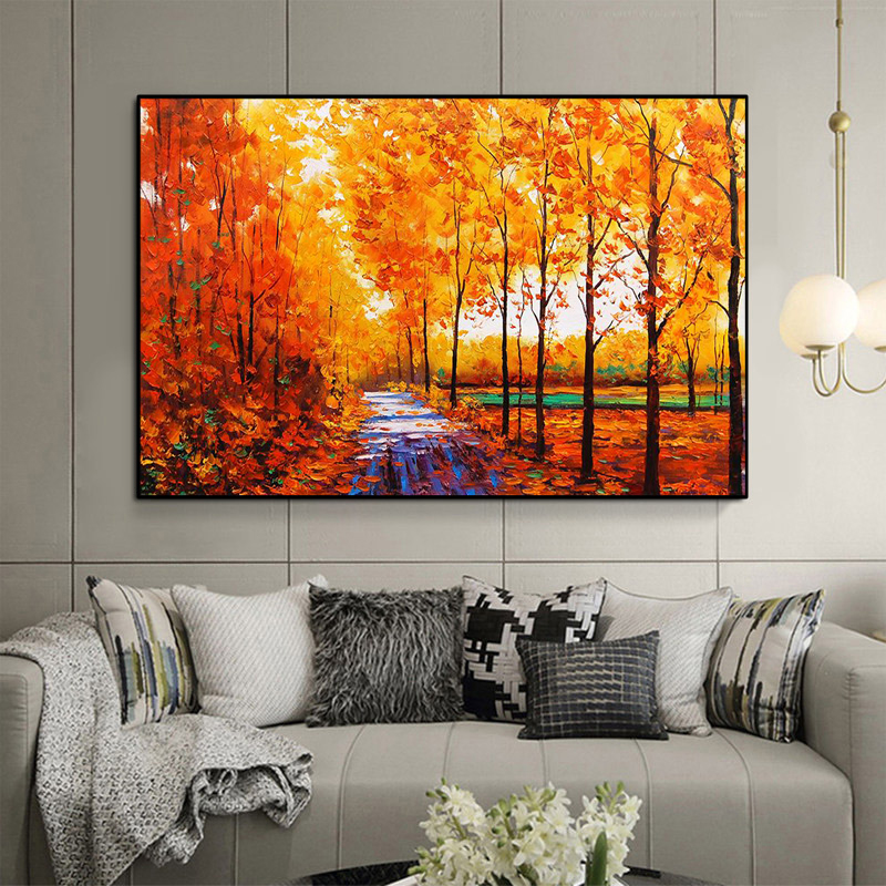 

Modern Abstract Orange Yellow Leaves Oil Painting Print On Canvas Nordic Poster Wall Art Picture For Living Room Home Decor