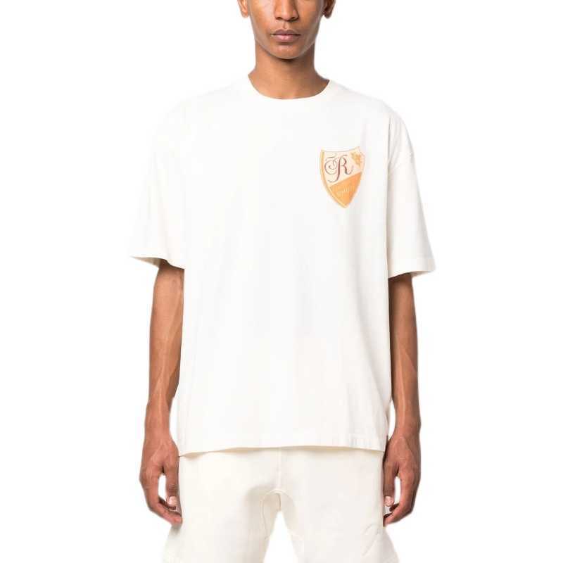 

Designer Fashion Clothing Tees TShirts 2023 Spring Summer New Rhude Shield Letter Printing Loose Versatile Short Sleeve T-shirt Men Tops Streetwear Hip hop, Black