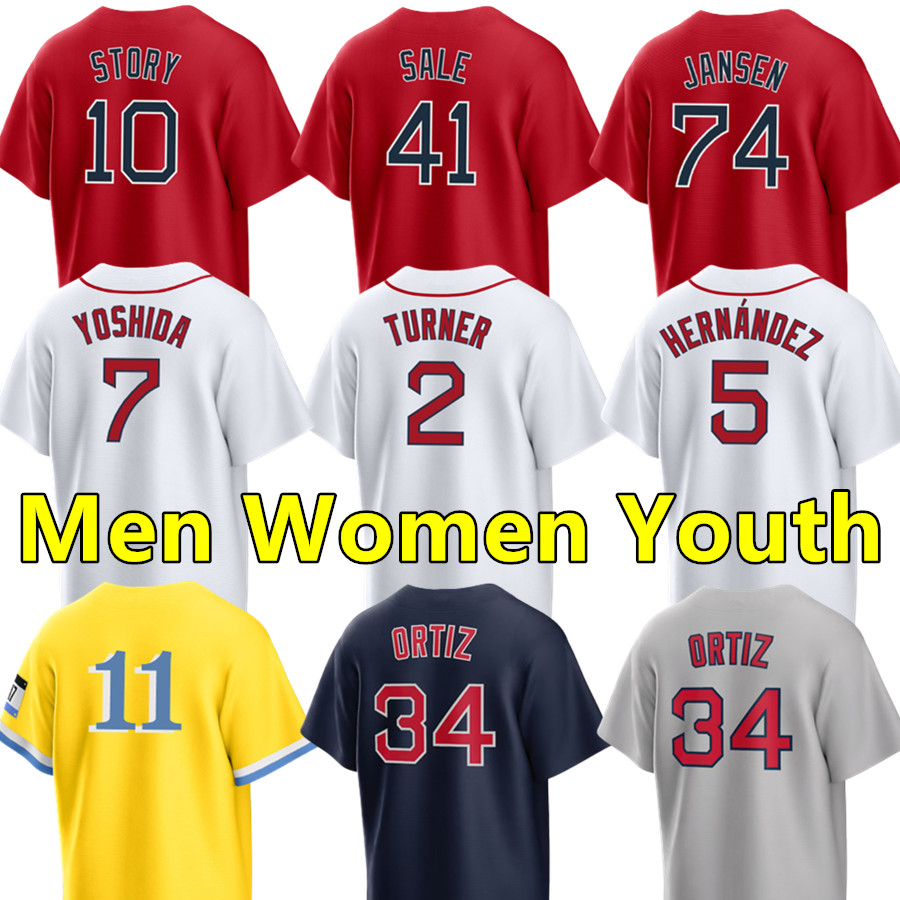 

Trevor Story Baseball Jerseys 7 Masataka Yoshida 41 Chris Sale 2 Justin Turner 11 Rafael Devers 5 Enrique Hernandez 99 Alex Verdugo 18 Adam Duvall 34 David Ortiz jersey, Youth color 3