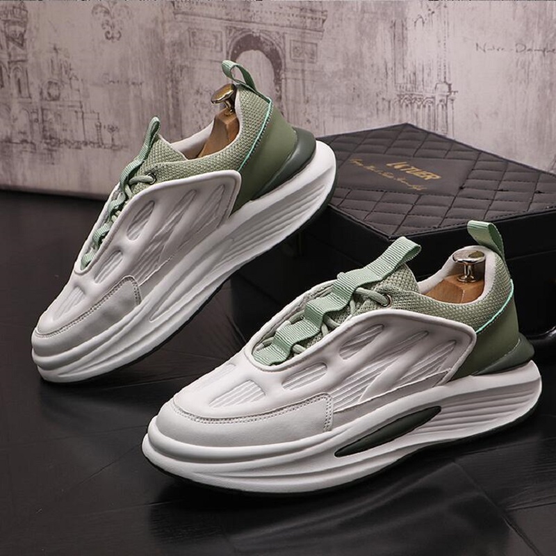 

New Designer White Shoes Sneakers Chunky Platform Thick Buttom men's Casual Tenis Zapatos Hombre D2H29, Brown