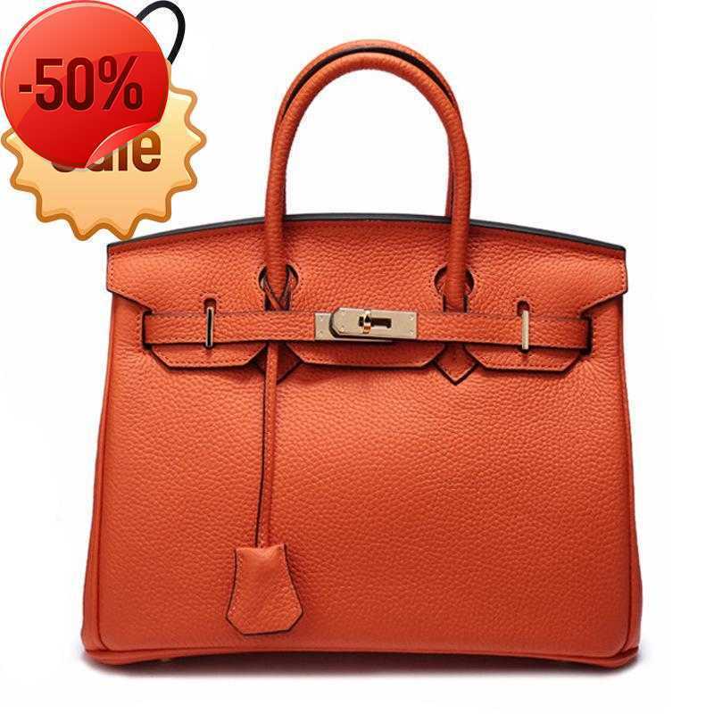 

7A totes Berkin bag top quality women Handmade fashion purse cowhide leather pochette Togo Luxury designer clutch Hanh, Grey gold stock