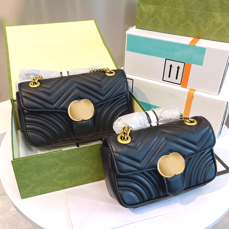 

Luxury designer Marmont metal G chain Hobo bag 3 sizes leather tote Women's mens fashion Adjustable shoulder Bag travel handbag woman Cross Body large clutch bags, Black