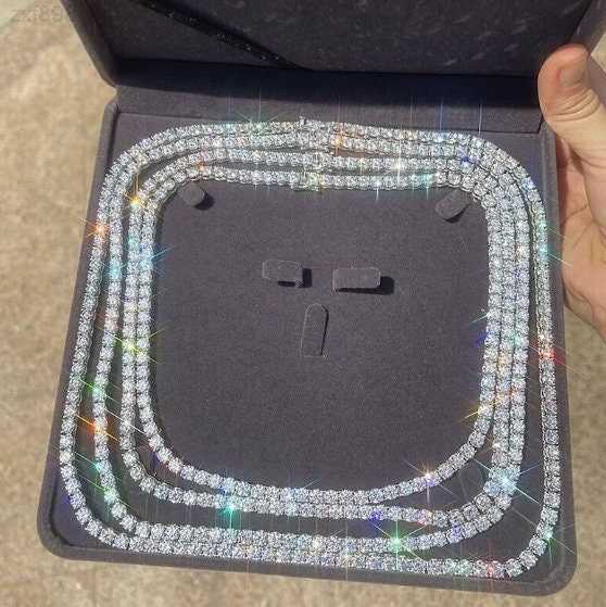 

Pass Diamond Test Gold Plated 925 Silver Moissanite Diamond Tennis Necklace Chain Bracelet 2mm--6mm Fashion Hip Hop Jewelry