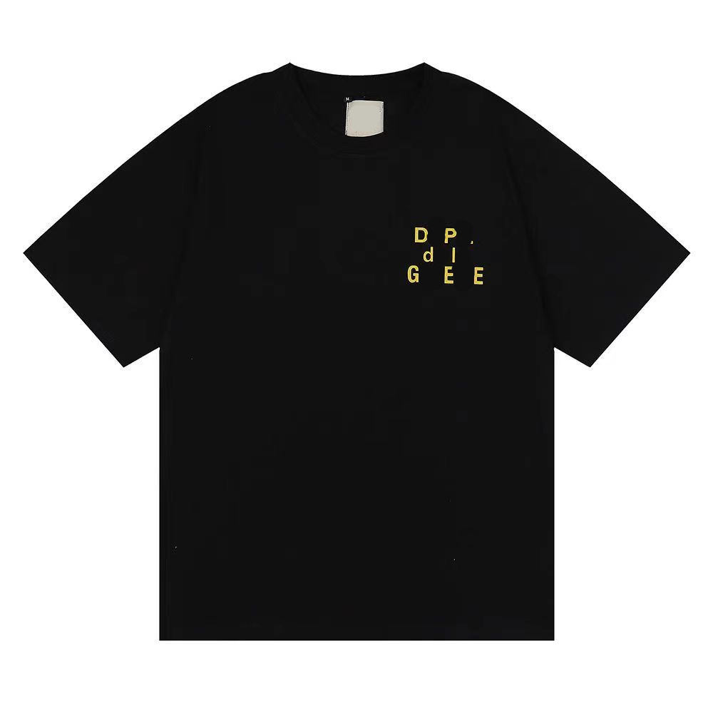 

Men T-shirt Unisex Gall Dep Cotton Fashion Designer Casual Tide Brand Washed Old Yellow Letter Printed Short Sleeve T-shirts for Women, Black