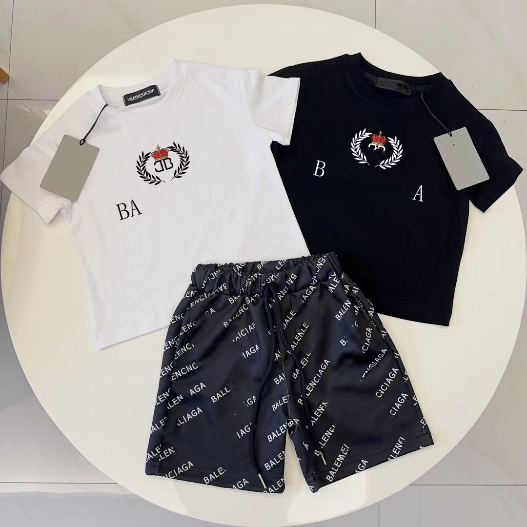 

Kid designer t shirt kids clothes sets summer two piece set top summer Short sleeved shorts 18 styles white and black with letters, White 7