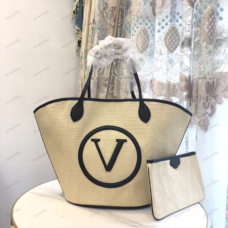 

Beach bags Designer Straw Bags Tote bag Women Shopping bag Handbag fashion Travel 2pcs Shoulder bag Quality Detachable Cool Classic Crossbody Bag Mommy wallet purse, Black