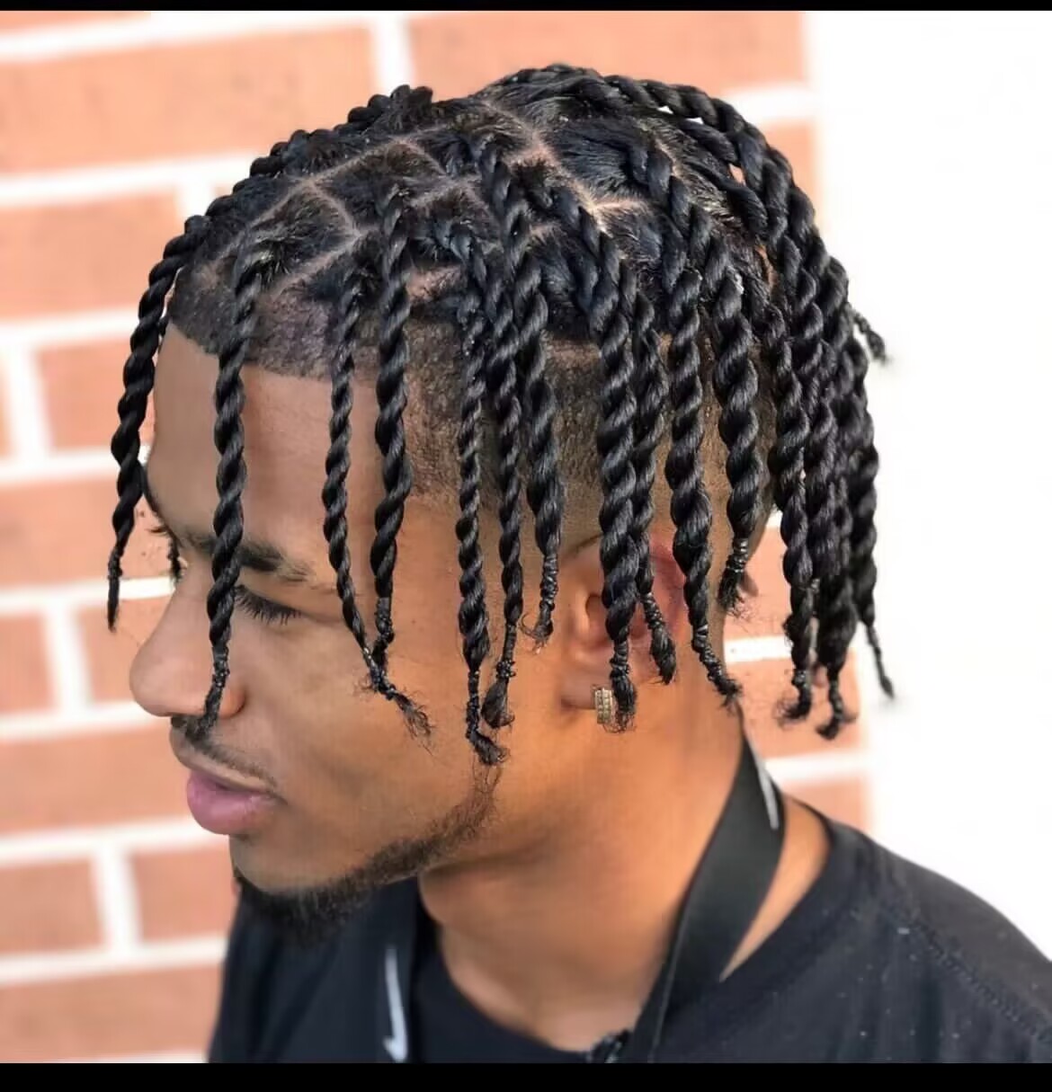 Afro Men's Hairstyle Twisted Braid Super Durable Full Skin Base Human Hair Toupee for Men Undeteced PU Replacement System Capillary with Kno-image-1106849602