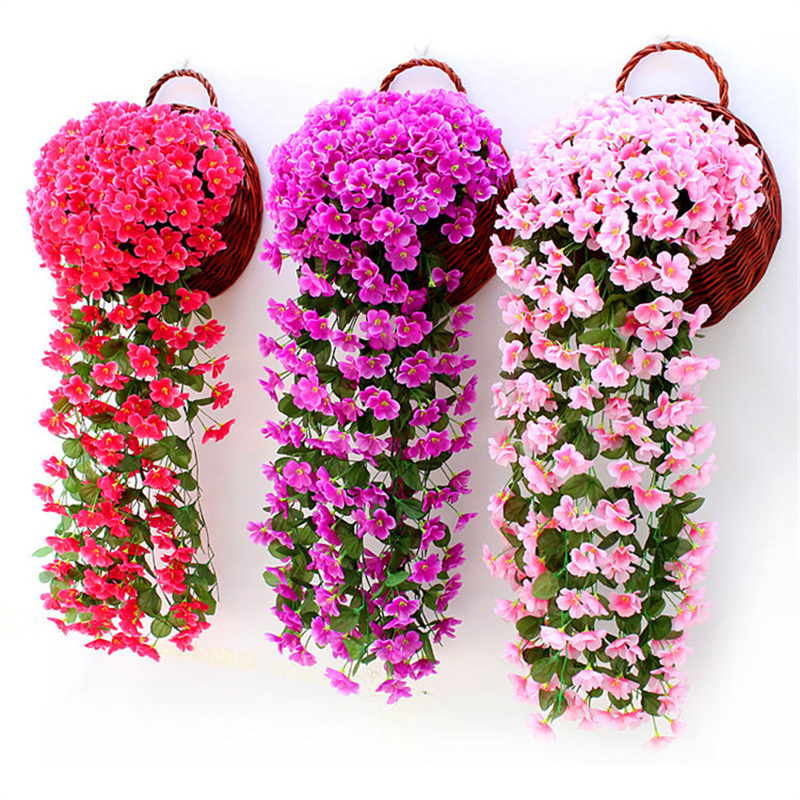 

Violet Artificial Flower Wall Hanging Simulation Violet Orchid Fake Silk Vine Flowers Wedding Party Home Garden Balcony Decoration, Customize