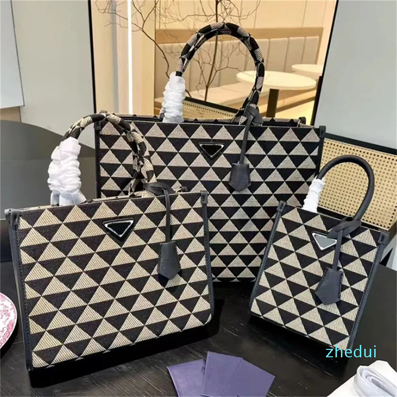

2023-Women Books Tote Desinger handbag Sunmmber Beach bags New Canvas bag Luxury Triangular pattern fashion shoulder crossbody bag Big Satchels, #3
