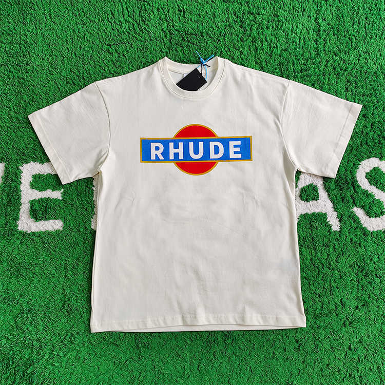 

Designer Fashion Clothing Tees TShirts High Street Trend Brand Rhude Cartoon Summer Print American Cotton Loose Versatile Men's T-shirt Tops Cotton Streetwear, Rhude summer short sleeve white