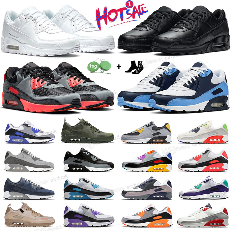 

90 Sneakers Classic 90S Running Shoes for men women Triple Mesh Black White UNC Infrared Breathable Women Leather Designer Summer Designer Sports Trainers Size 36-45