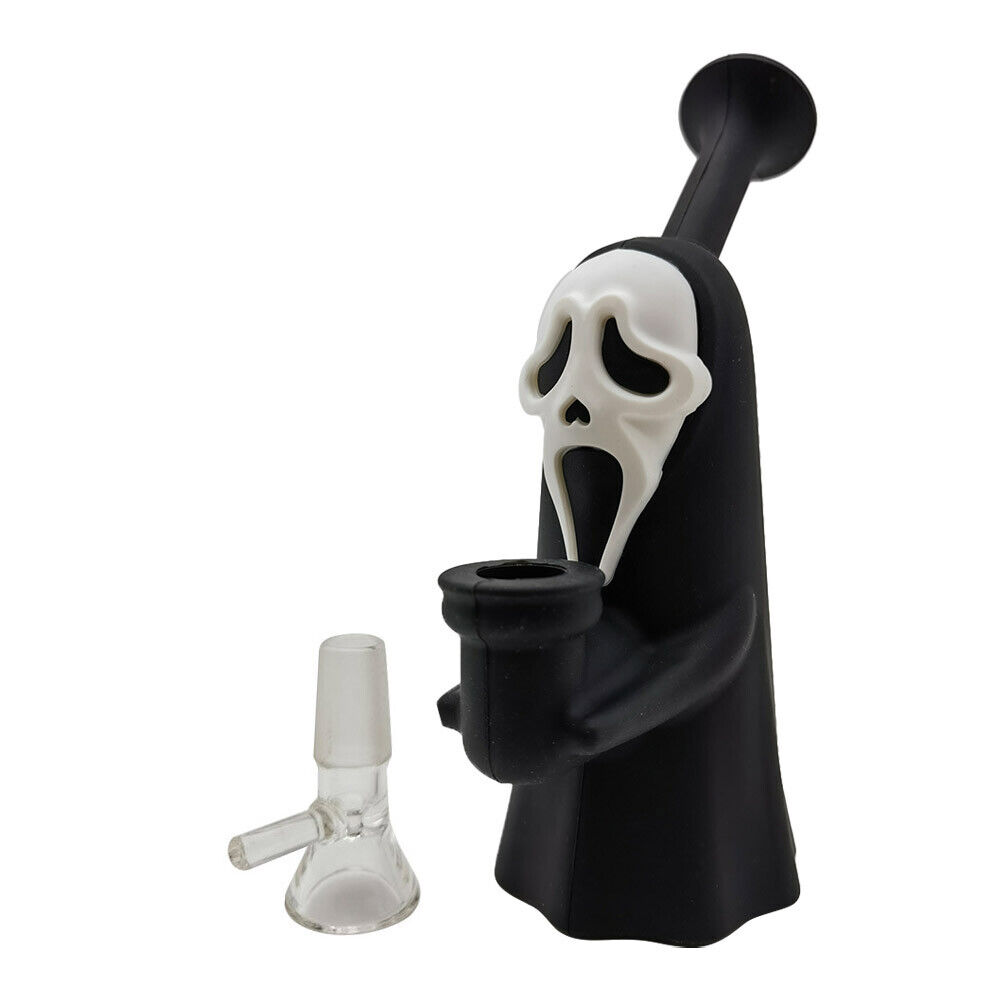 

6.3" Silicone Bong Pipe No Face Ghost Spirited Away Hookah Smoking Water Pipes Faceless Dab Rigs Water Pipe Bong Smoking Accessories oil rig with 14mm Glass Bowl