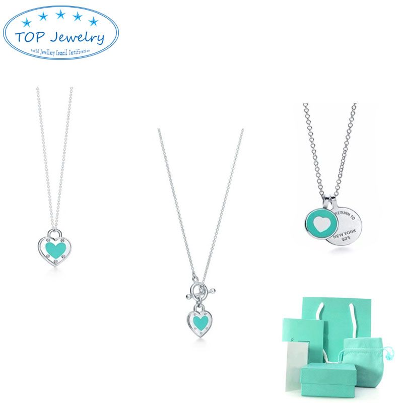 

initial designer luxury heart pendant necklaces women Fashion Original Brand Jewelry Couple Gift With box