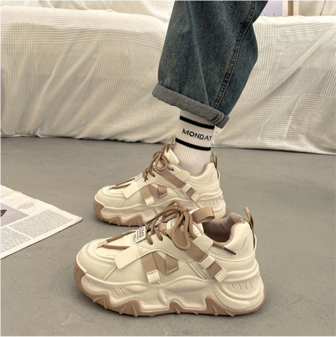 

Fashion trend 2023 spring and summer new women's casual sports breathable white shoes, Beige