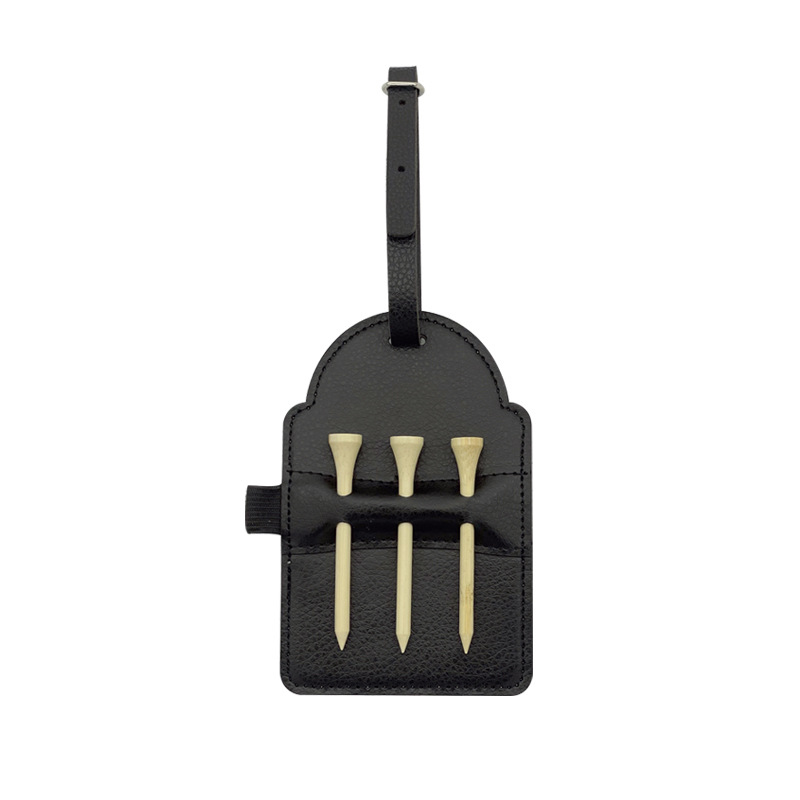 

10pcs Card Holder Sublimation Blanks Golf Bag Tag with 3 Wooden Tees for Father's Day Gift Size 12.2*8.2cm, Black