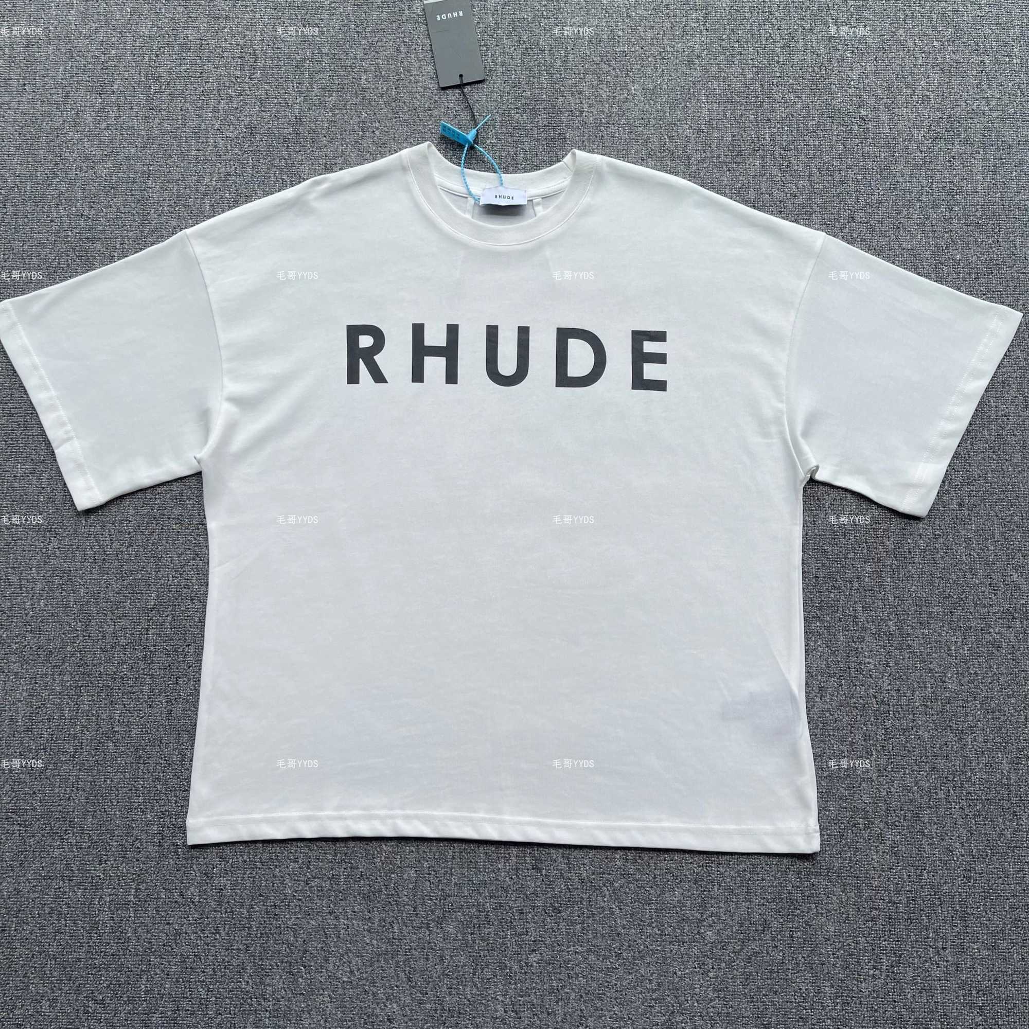 

Designer Fashion Clothing Tees TShirts Rhude Simple Slogan Print Loose Couple Style Loose Simple Letter Short Sleeve T-shirtTops Streetwear Hip hop Sportswear, White
