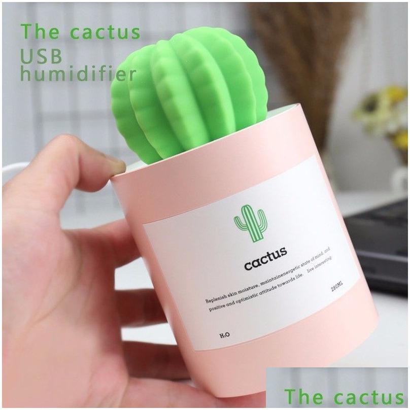 Prickly Pear USB Desktop Humidifier Office Bedroom Home Quiet Small Negative Ion Portable Humidifier Air Purifier Y200113