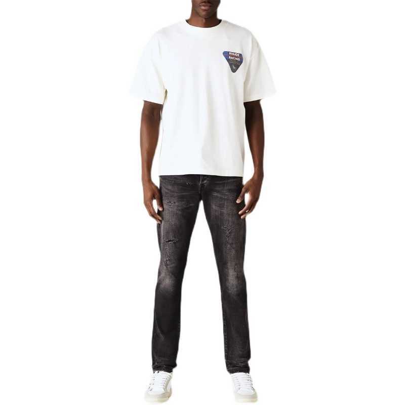 

Designer Fashion Clothing Tees TShirts 2023 Spring Summer New Rhude Commemorative Letter Printing Loose Relaxed T-shirt Men Women Tops Cotton Streetwear, White