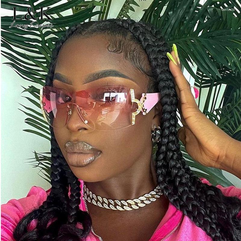 

Sunglasses Long Keeper Luxury Punk Women Y2K Rimless Brand Designer In Sun Glasses Uv400 One Piece Eyewear 2000S 90S