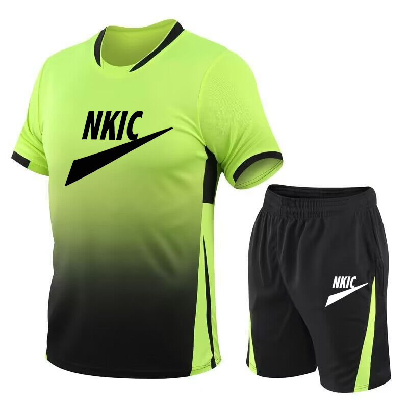 

Summer Mens Brand LOGO Tracksuit Casual Sport Suit T-shirt 2 Piece Set Oversized Sportswear Breathable O-neck Street Clothing, 24