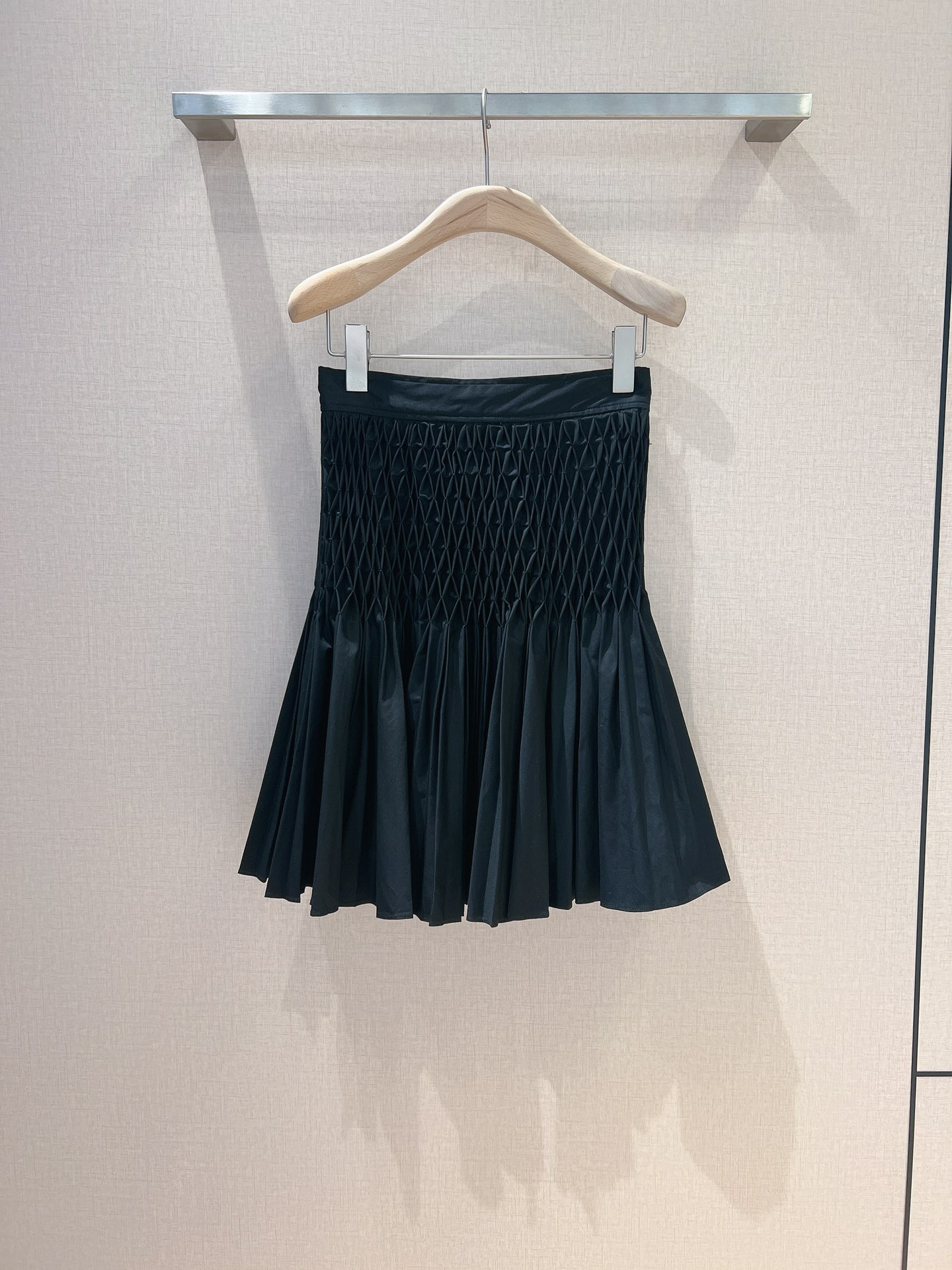 

Skirts European Luxury Fashion Versatile Pleated Pure Cotton Handmade Diamond Half Skirt, Khaki