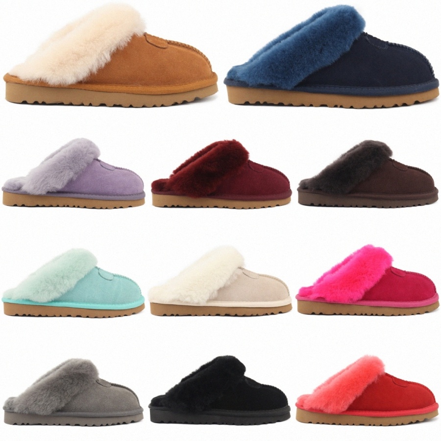 Kids Fluff Fuzz Slide Slippers Designer Australian Toddler Children Winter Snow Half Slipper Australie Classic Youth Boys GirlsAsJu#-image-887783189