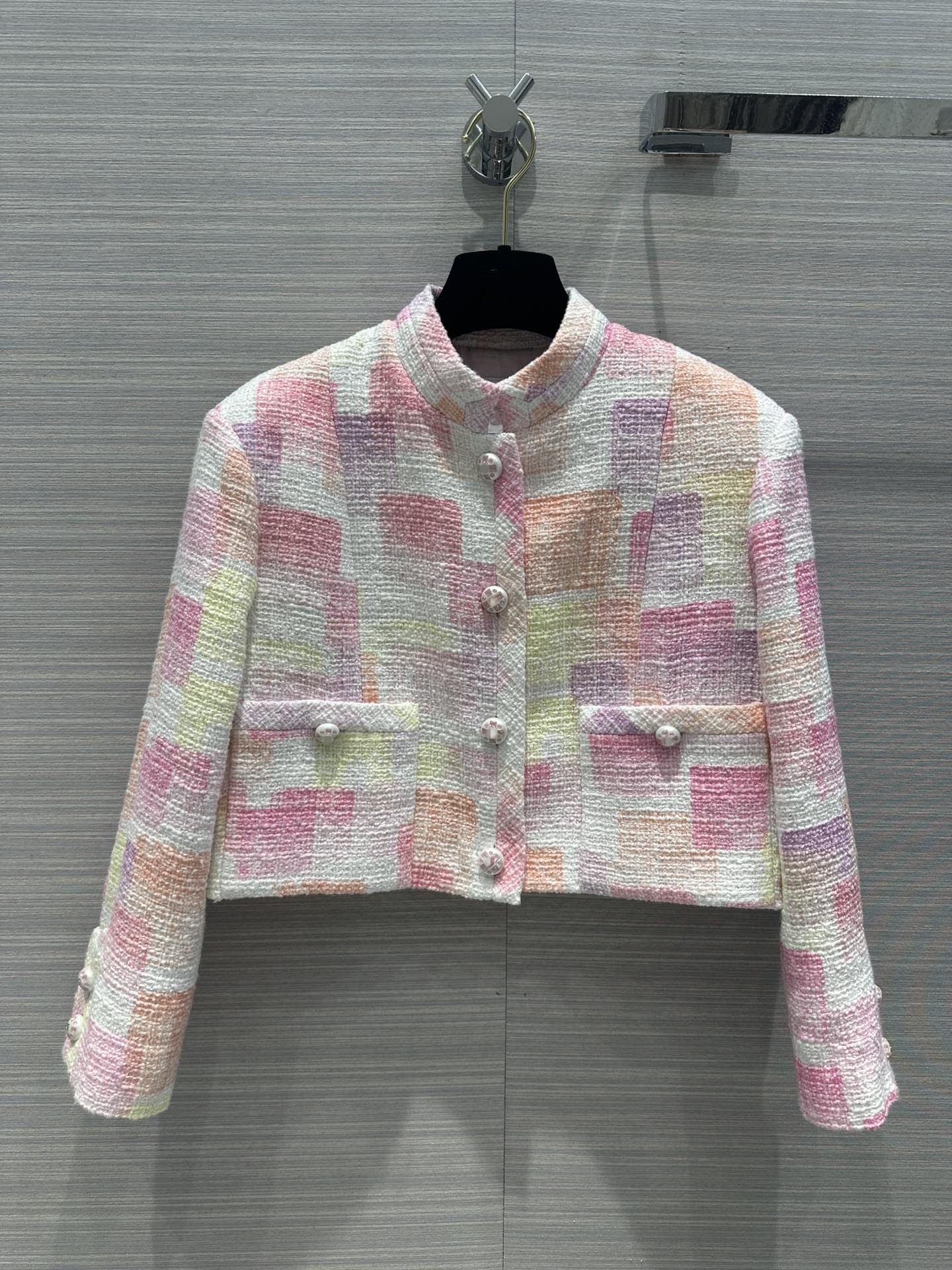 

Milan Runway Jackets 2023 Autumn Stand Collar Long Sleeve Panelled Women's Designer Coats Brand Same Style Outerwear 0421-1, Contrast color