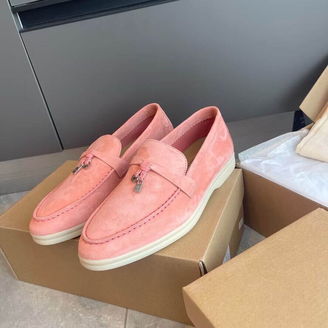 

Desginer Mens casual loafers dress shoes LP Sneaker summer walk flats soft cow suede leather Loro&P Outdoor walking loafer low top slip on tassels low shoe with box, 02