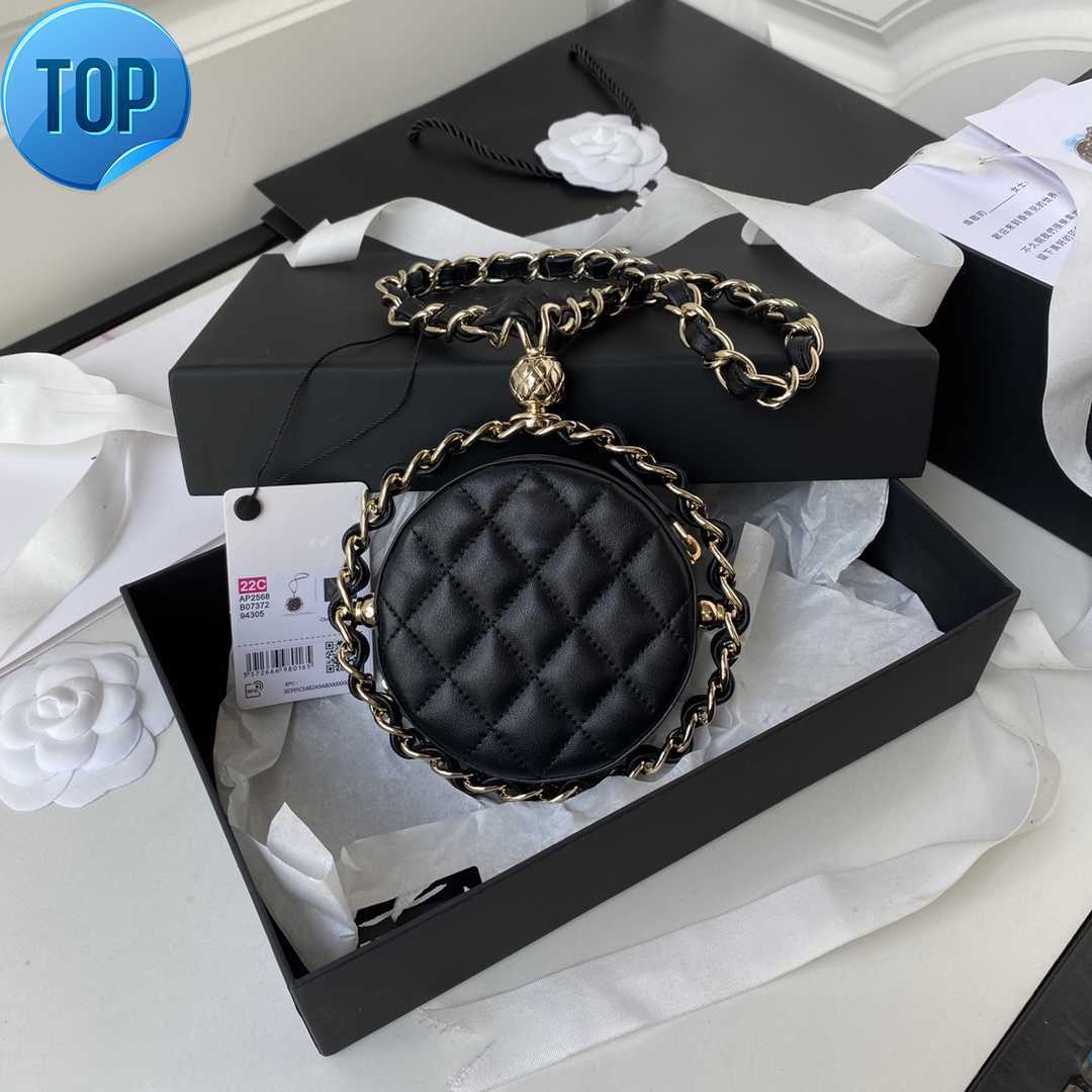 

Shoulder Bags Luxury Channel Lambskin mini Round Vintage Real leather 7A Premium Camera Classic Handbag Designer Women's Men's Pur, Black