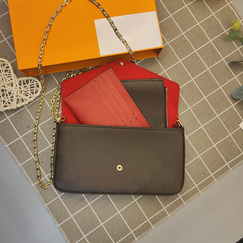 

Pochette Felicie Womens Purse Designer Bag Leather Fuchsia Lining Detachable Shoulder bags Luxurys Handbags Woman Crossbody Chain Fashion Coin Wallets purses, Color3