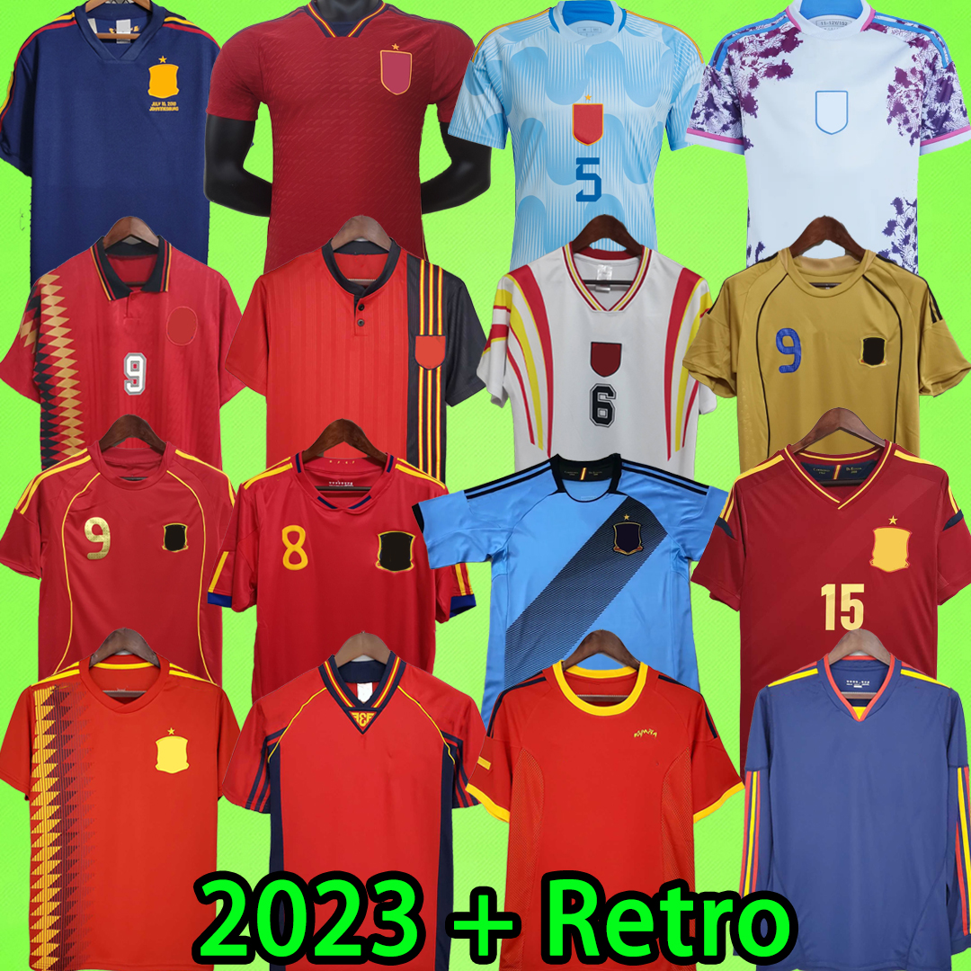 

2023 Camiseta de futbol Spain Retro soccer jerseys Espana 1994 1996 1998 2002 2008 2010 2012 football shirt vintage 94 96 98 02 08 10 12 18 22 23 DAVID VILLA TORRES Espagne