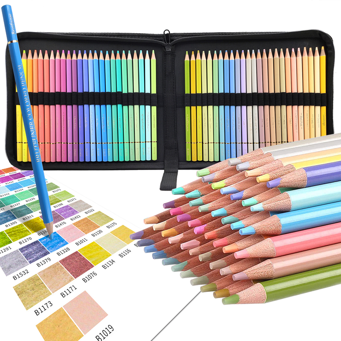 

Pencils Brutfuner Macaron 50 Colors Professional Artist Colored Pencils Soft Core Case Bag For School Drawing Sketching Art Supplies 230420