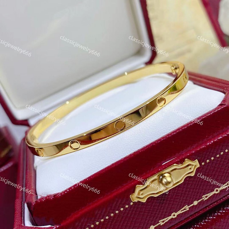 

4MM Thin 6th Titanium Steel Designer Women Men Love Bracelet Bangles silver rose gold Screw Screwdriver Nail Bangle Bracelet Couple Jewelry with Box