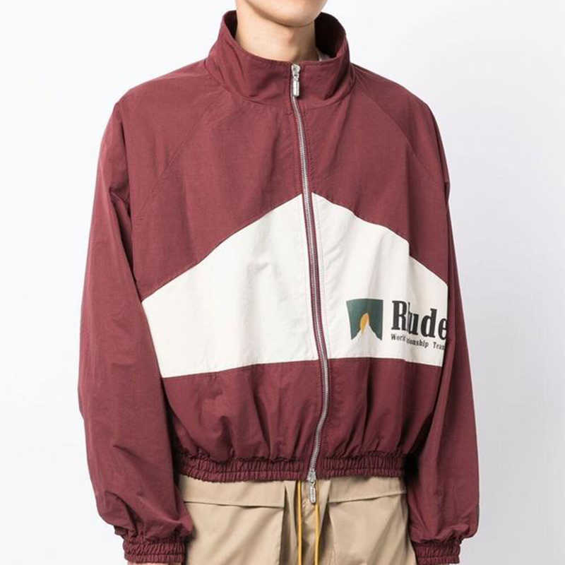 

Designer Clothing Casual Coats Rhude American High Street Trendy Brand Contrast Color Splicing Trendy Spring Autumn Thin Woven Windbreaker Jacket Coat, Shipping fee