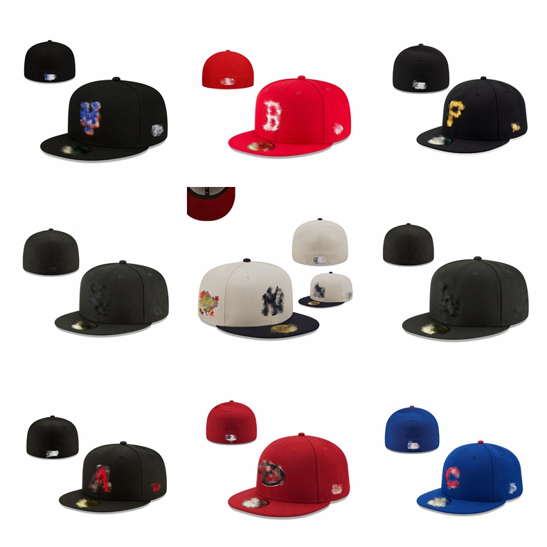 

2023 Men's Baseball Fitted Hats Classic Black Color Hip Hop Chicago Sport Full Closed Design Caps Chapeau 05 Stitch Heart Love Hustle Flowers, #8