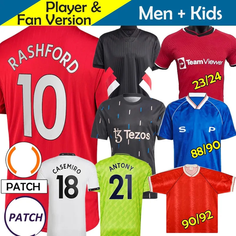 

Manchesters Mans Utds Retro Soccer Jerseys Kid Kit 23 24 RASHFORD SANCHO Maillot Football Shirt Player Version 2022 2023 Goalkeeper Remake RONALDO BECKHAM Training, Remake 2023