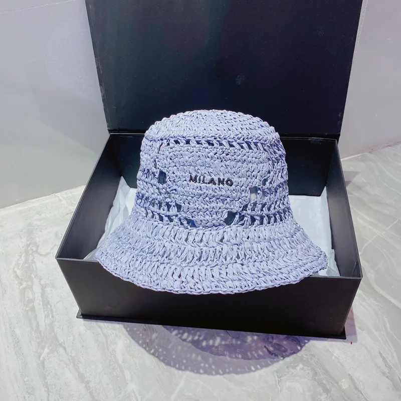 

All-match Women Bucket Hat Straw Summer Casquette Desginer Caps Hats Mens Beach Woven Cap Knitted Hats Womens Fisherman Baseball Cap, Blue