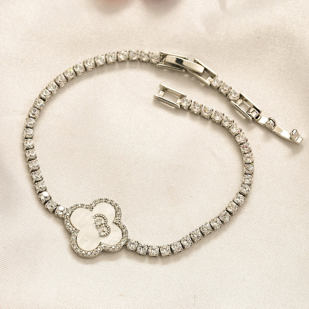 

Designer Letter Bracelets Chains Classic Never Fade Women Bangle Flower Silver Plated Brass Copper Inlay Zircon Gift Wristband Cuff Chain Designer Jewelry