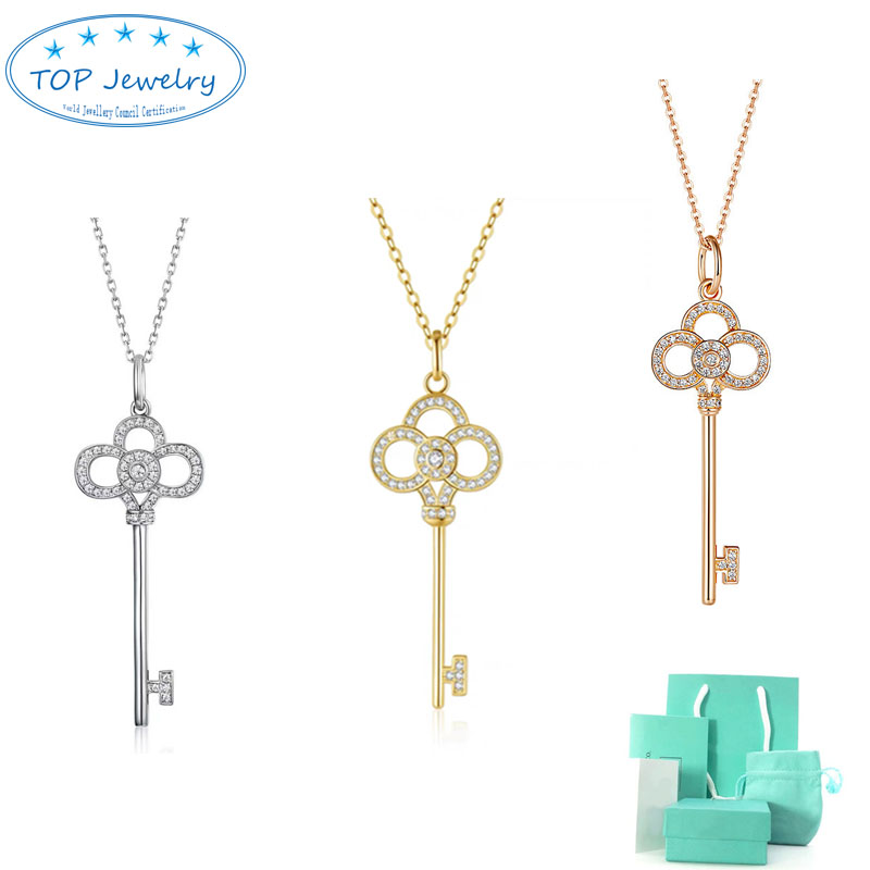 

initial designer luxury key pendant necklaces women chain Original Design Fashion Brand Jewelry Couple holiday gifts with gift box