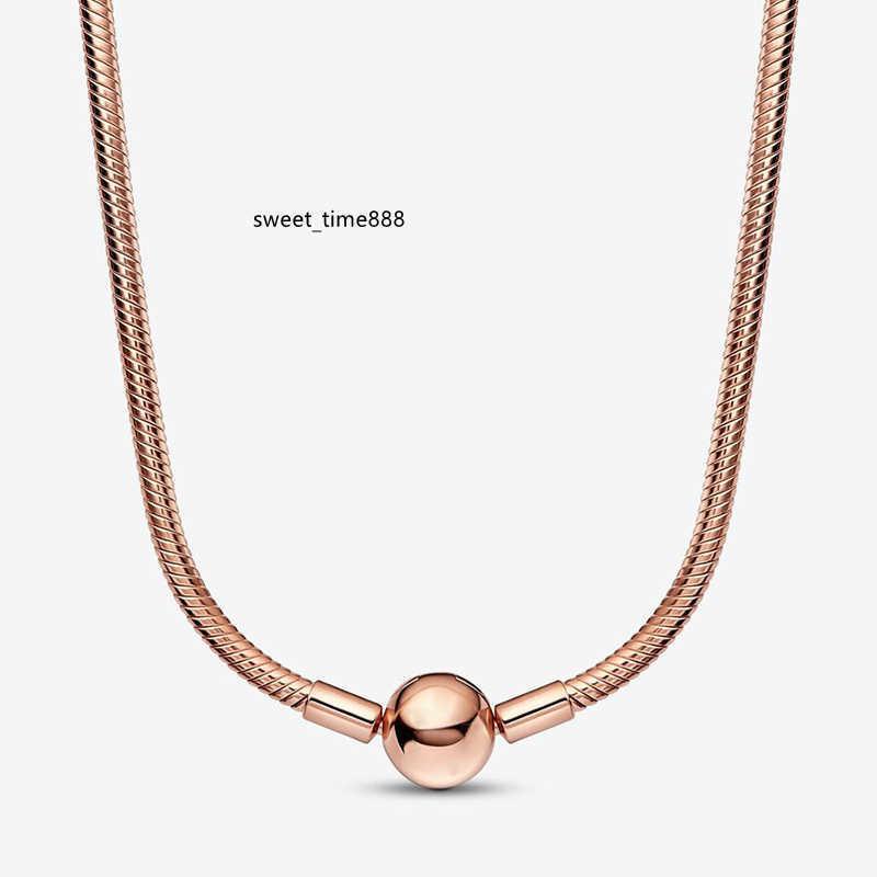 

Real Sterling Silver Snake Chain Necklace for Pandora Fashion Party Jewelry For Women Men Girlfriend Gift HIP HOP designer Necklaces with Original Box Set