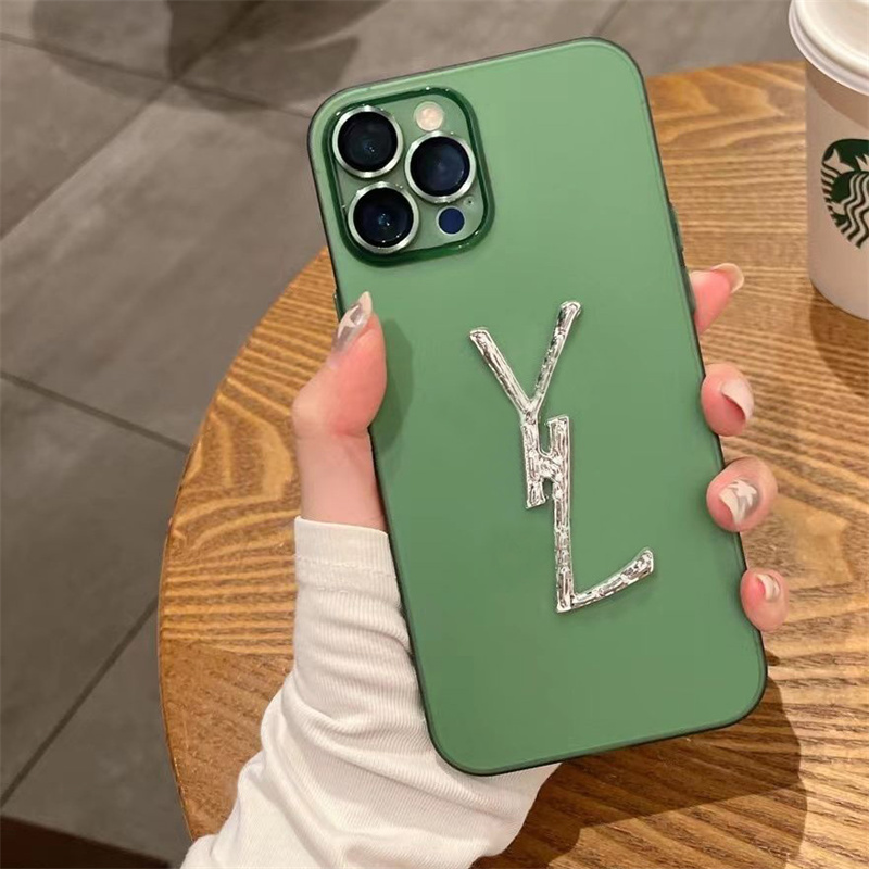 

Men Womens Designer Letter Phonecase Fashion Green Phones Shell Frosted Phone Case For Iphone 14 Plus 14Pro 13Promax 12Pro Cover, Y3