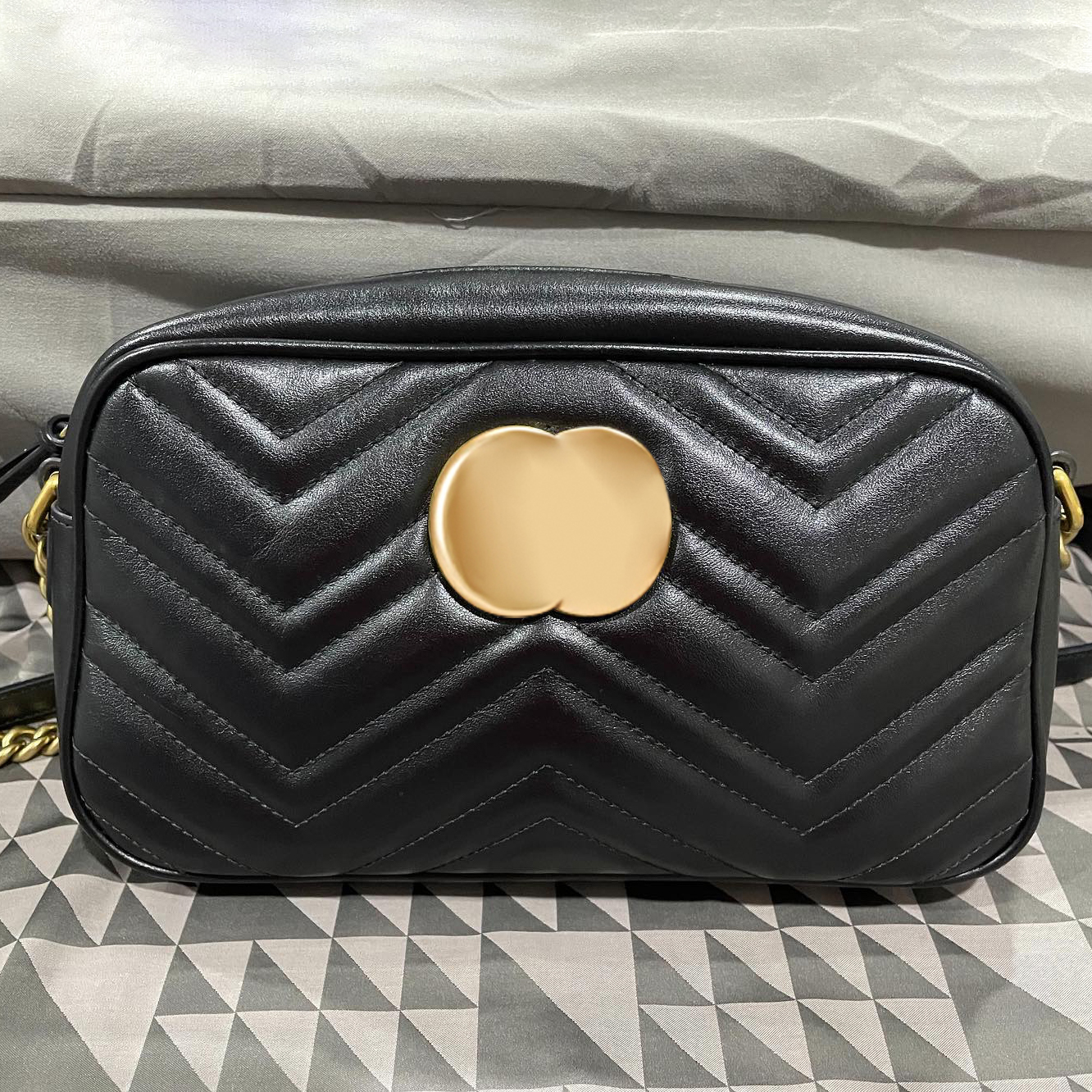 

Designer Womens Marmont mini Camera bags 2 sizes Luxury handbags mens Shoulder clutch crossbody bag Small quilted Round box zipper pochette chain lady Evening Bags, Black