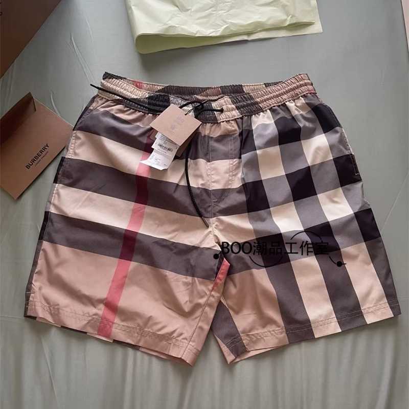 

Burberr Shorts Domestic 23 Summer Classic Casual Drawstring Plaid Men' Women, Blue5