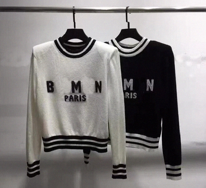 

Designer Women balman Sweater Jacket Woman Sweaters Womens Round neck Stripe Sweaters Knit Letter Long Sleeved Casual Knitwear baman Shirts