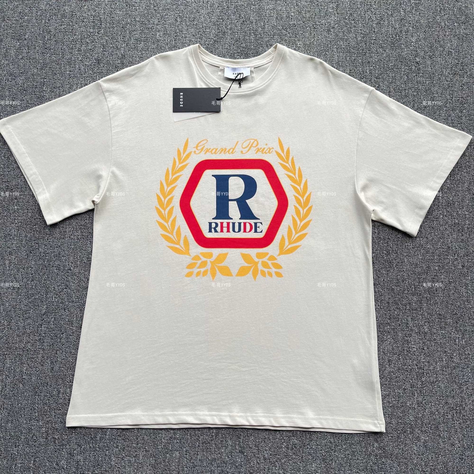 

Designer Fashion Clothing Tees TShirts Rhude Hopps Tee Vintage Wheat Ear English Print r Standard American Trend Brand Short Sleeve T-shirt Tops Streetwear Hip hop, After paying attention;the price of