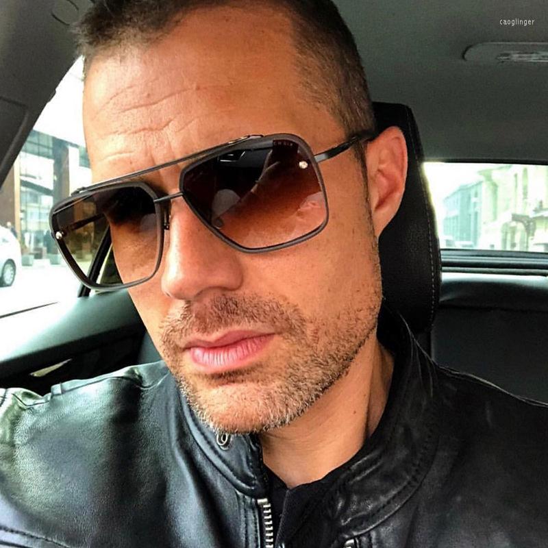 

Sunglasses Fashion Man Square Designer Vintage Sun Glasses Male Gradient Brown Black Driving