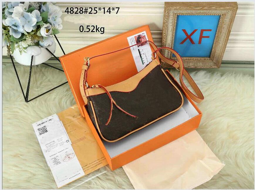 

designer Women Leather Shoulder Bag fashion totes handbags flower pattern ladies messenger crossbody bags M45353 M7792 27x9x21, Brown
