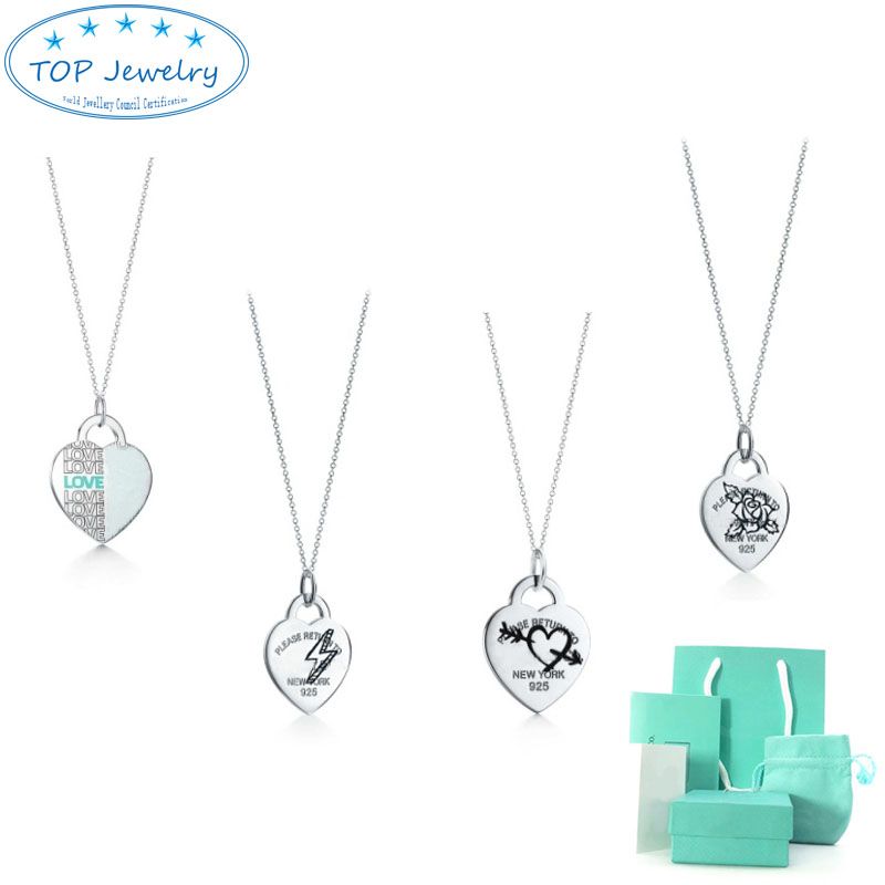 

Fashion Original Brand Jewelry initial designer luxury heart pendant necklaces women Festival Couple Gifts With Box