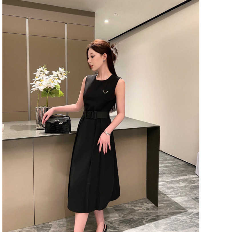 

23ss women dress womens designer clothing summer dresses Round neck white belt Sleeveless dress Vest Dress High quality womens clothing a1